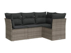 4-Piece Outdoor Patio Set with Cushions Wicker - Gray