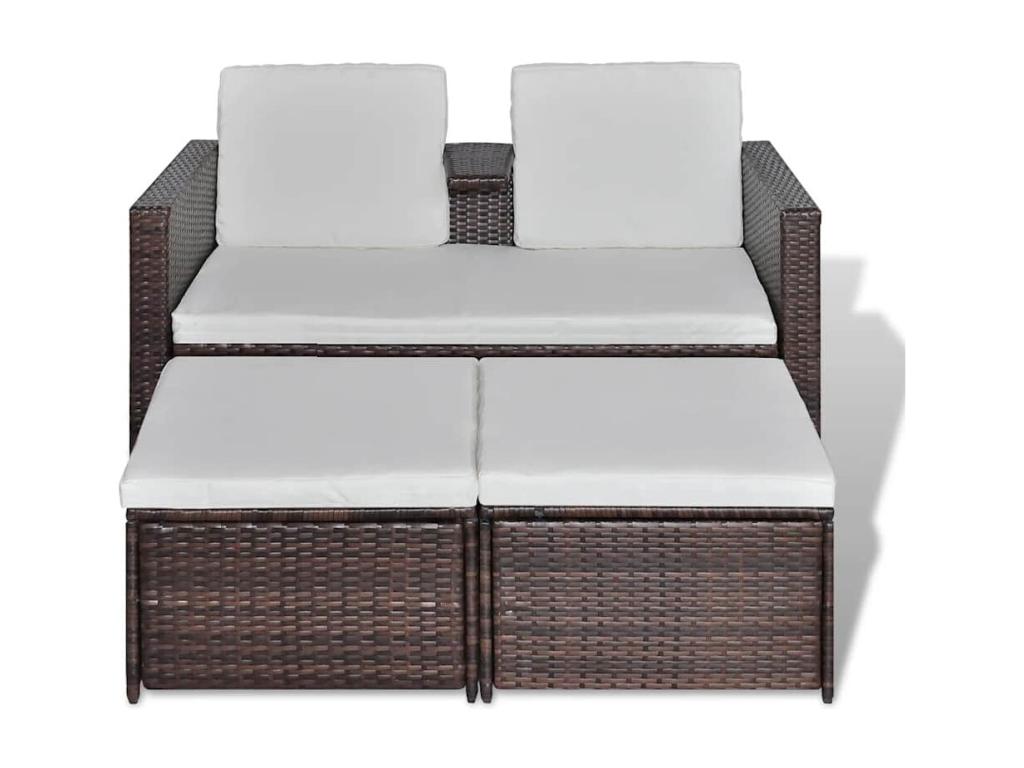 4-Piece Outdoor Patio Set with Cushions Wicker - Brown