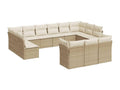 13-Piece Outdoor Patio Set with Cushions Wicker - Beige, Wicker BB39