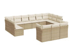 13-Piece Outdoor Patio Set with Cushions Wicker - Beige, Wicker BB39