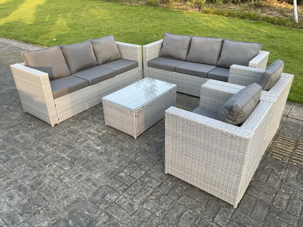 Sofa Set Rattan - Gray/Light Gray