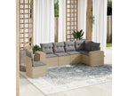 6-Piece Outdoor Patio Set with Cushions Wicker - Beige, Wicker 1CDA
