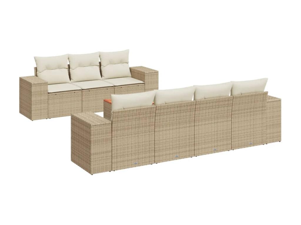 8-Piece Outdoor Patio Set with Cushions Wicker - Beige, Wicker 7FAA