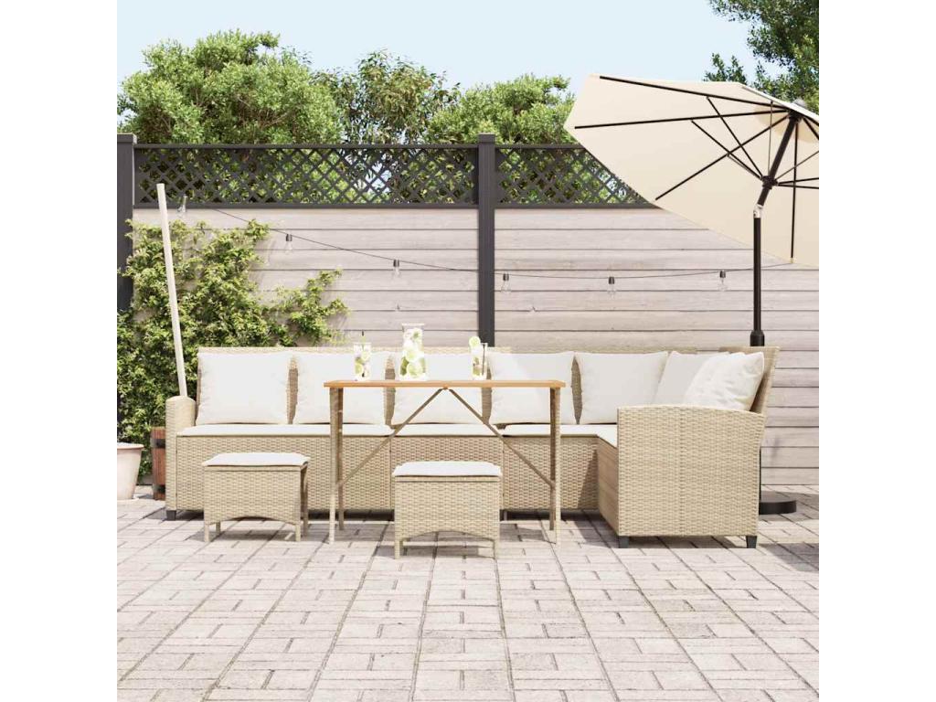 4-Piece Outdoor Patio Set with Cushions - Beige
