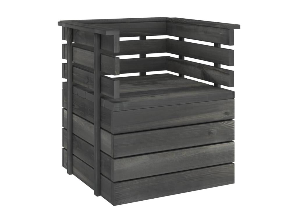 7-Piece Outdoor Patio Set Solid Pine Wood - Gray/Dark Gray