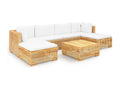 7-Piece Outdoor Patio Set with Cushions Wood - Brown