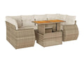 7-Piece Outdoor Patio Set with Cushions Wicker - Beige, Wicker 0575