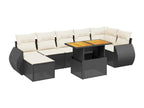 8-Piece Outdoor Patio Set with Cushions Wicker - Black
