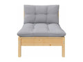 Sofa with Cushions Solid Pine Wood - Gray
