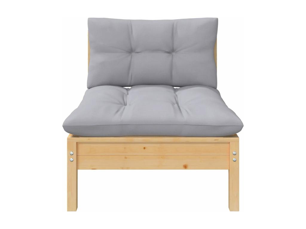 Sofa with Cushions Solid Pine Wood - Gray