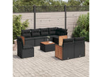 9-Piece Outdoor Patio Set with Cushions Wicker - Black, Wicker 9E57