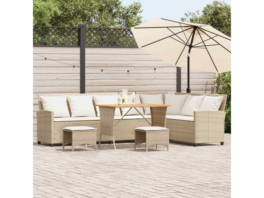 4-Piece Outdoor Patio Set with Cushions - Beige