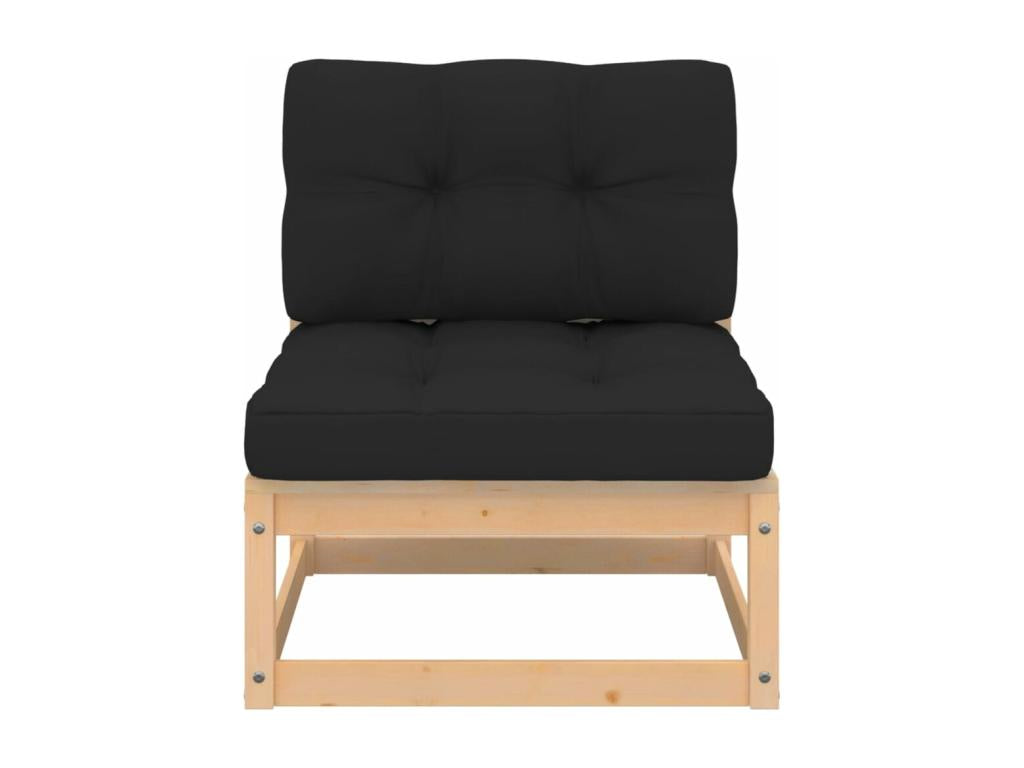 8-Piece Outdoor Patio Set with Cushions Solid Pine Wood - Gray