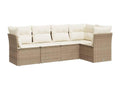 5-Piece Outdoor Patio Set with Cushions Wicker - Beige, Wicker 13B6