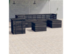 7-Piece Outdoor Patio Set Solid Pine Wood - Gray/Dark Gray