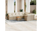 10-Piece Outdoor Patio Set with Cushions Wicker - Beige, Wicker DDFA