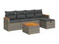 6-Piece Outdoor Patio Set with Cushions Wicker - Gray, Wicker