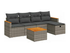 6-Piece Outdoor Patio Set with Cushions Wicker - Gray, Wicker