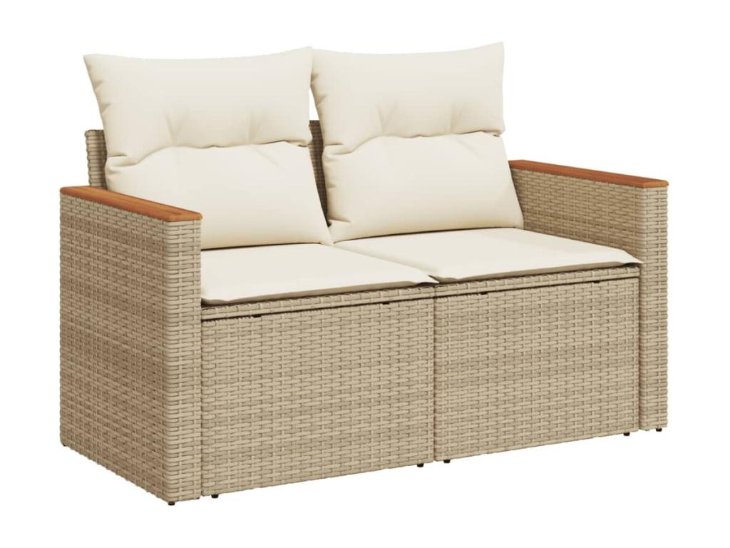 6-Piece Outdoor Patio Set with Cushions Wicker - Beige, Wicker