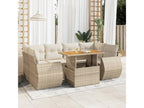 7-Piece Outdoor Patio Set with Cushions Wicker - Beige, Wicker 0575
