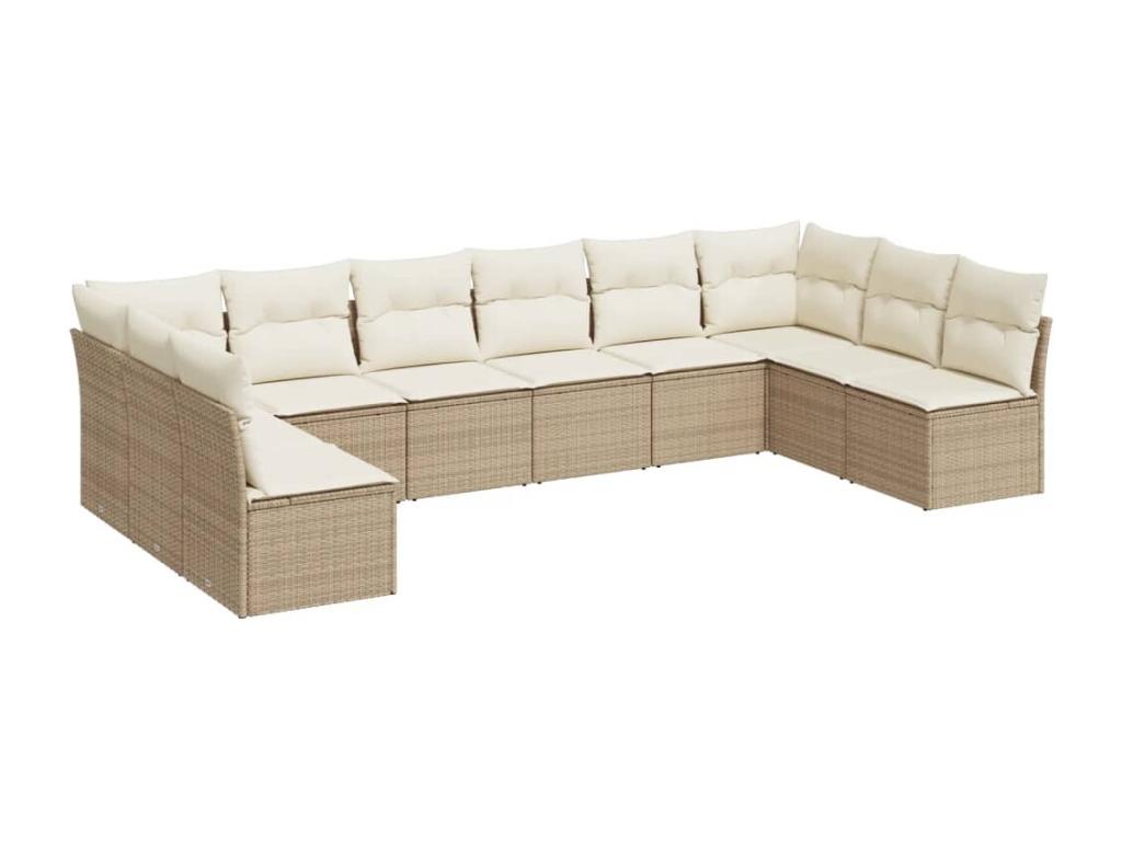10-Piece Outdoor Patio Set with Cushions Wicker - Beige, Wicker B485