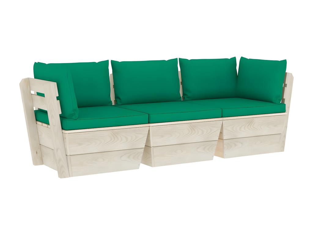 Sofa with Cushions Wood - Green