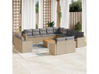 14-Piece Outdoor Patio Set with Cushions Wicker - Beige