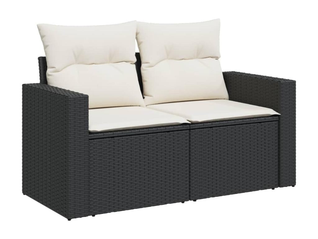 11-Piece Outdoor Patio Set with Cushions Wicker - Black