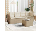 5-Piece Outdoor Patio Set with Cushions Wicker - Beige, Wicker BADF