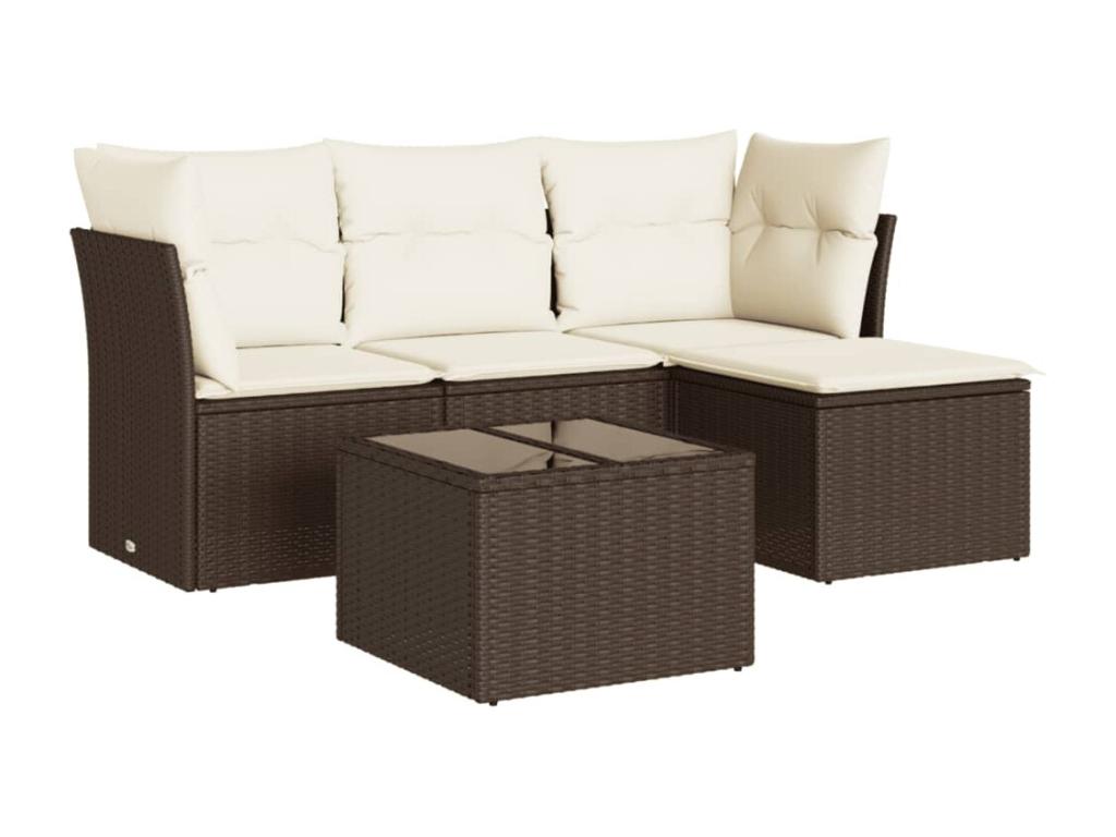 5-Piece Outdoor Patio Set with Cushions Wicker - Brown