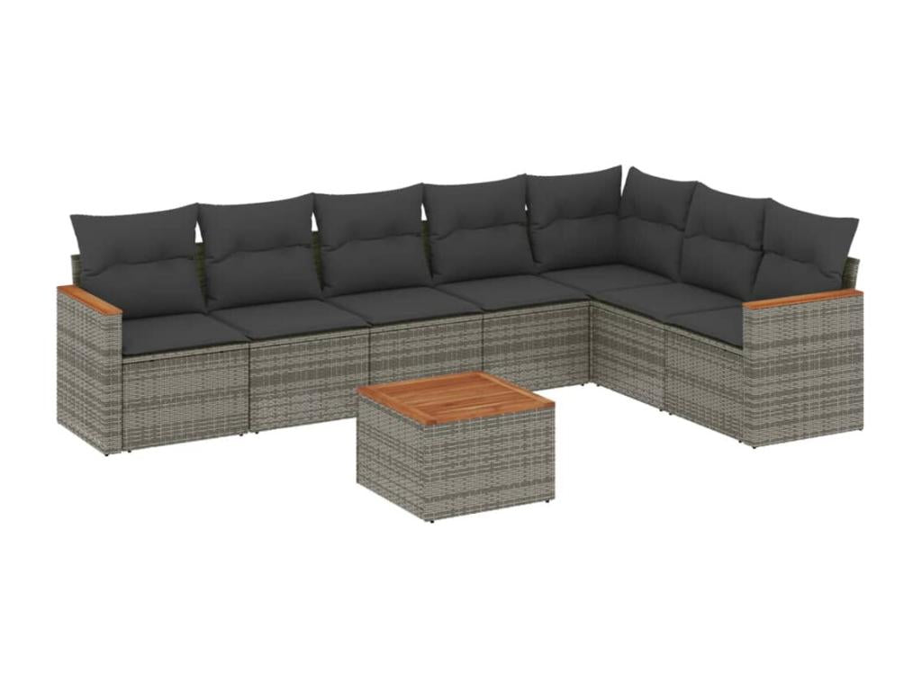 8-Piece Outdoor Patio Set with Cushions Wicker - Gray