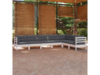 7-Piece Outdoor Patio Set with Cushions Solid Pine Wood - White