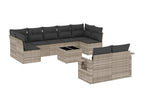 10-Piece Outdoor Patio Set with Cushions Wicker - Gray/Light Gray