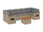 8-Piece Outdoor Patio Set with Cushions Wicker - Beige