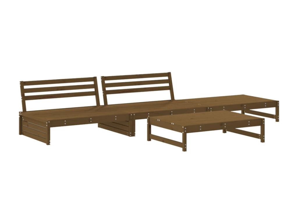 4-Piece Outdoor Patio Set Solid Pine Wood - Brown