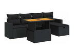 6-Piece Outdoor Patio Set with Cushions Wicker - Black