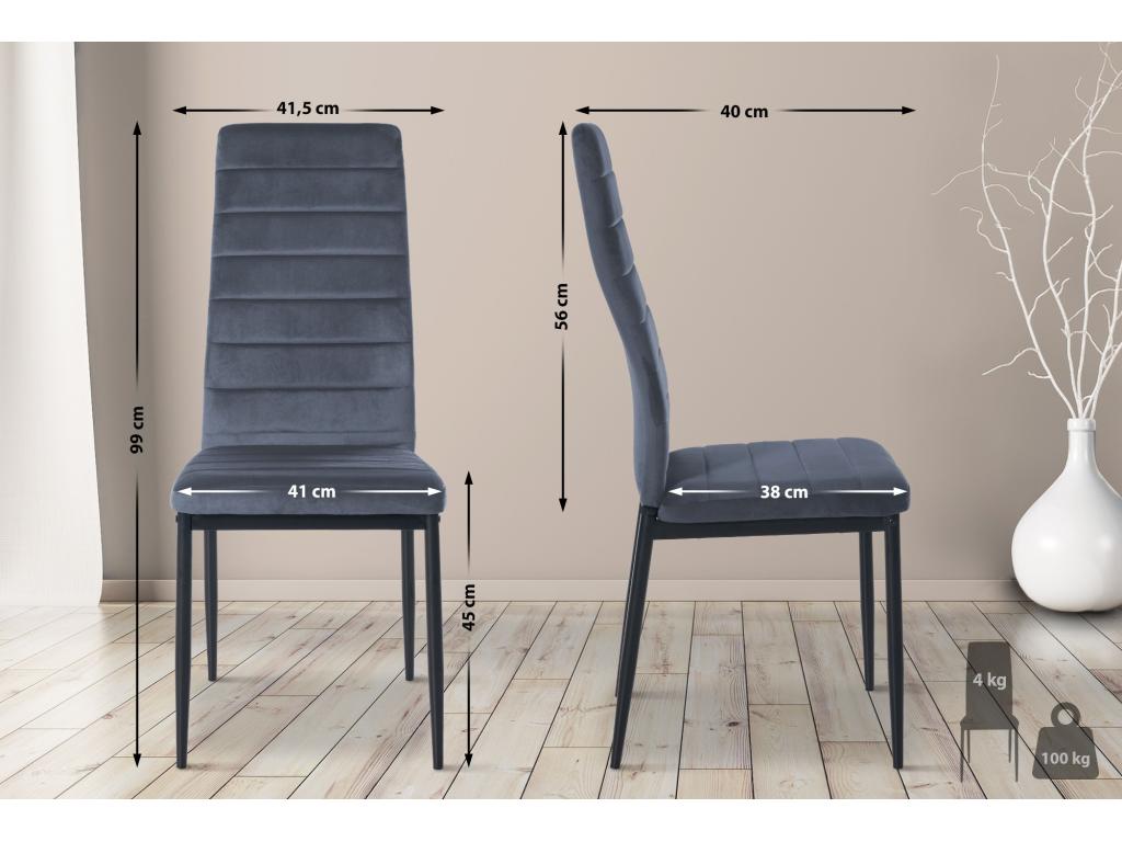 Chair Velvet - Gray/Light Gray