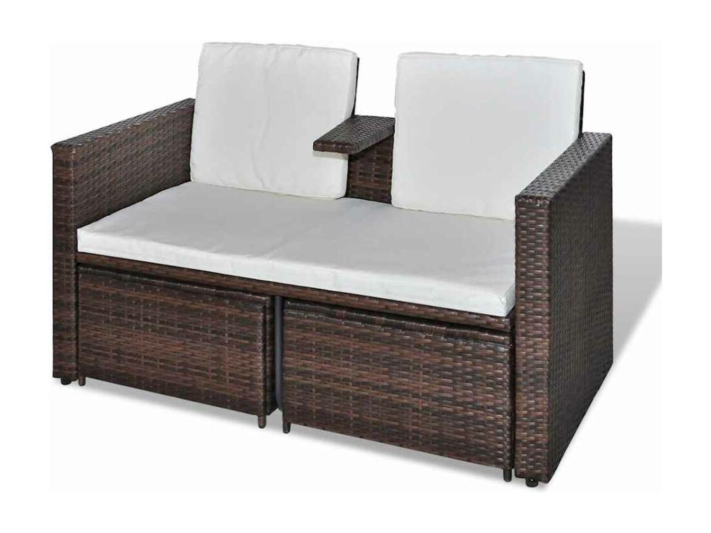 4-Piece Outdoor Patio Set with Cushions Wicker - Brown