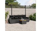 5-Piece Outdoor Patio Set with Cushions Wicker - Black, Wicker