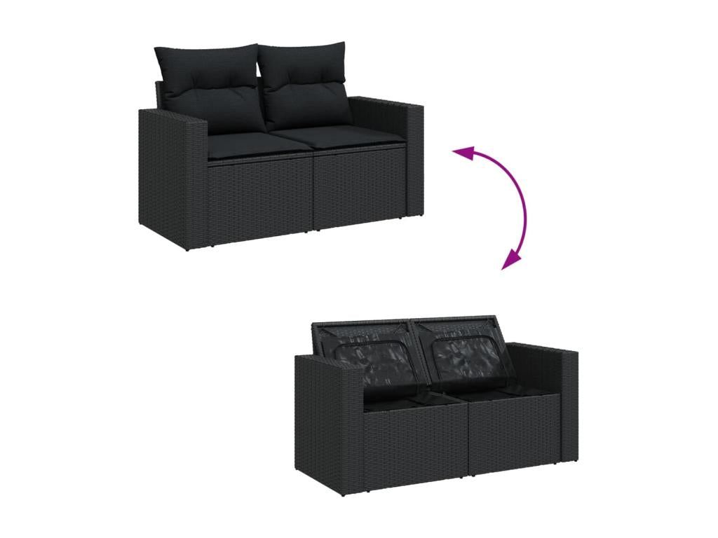 10-Piece Outdoor Patio Set with Cushions Wicker - Black, Wicker