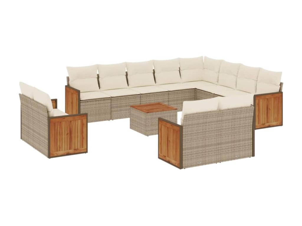 13-Piece Outdoor Patio Set with Cushions Wicker - Beige