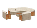 13-Piece Outdoor Patio Set with Cushions Wicker - Beige